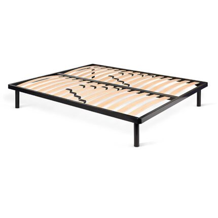Base Imbottita DUÉRMETE ONLINE 135x190 Cm – Struttura Metallica Rinforzata, Tessuto 3D Traspirante, 5 Barre, Valvole Ventilazione, Senza Gambe, Nero