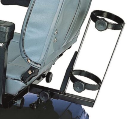 Supporto per il trasporto di bombola per ossigneo, per carrozzina elettrica modello VIRGO.