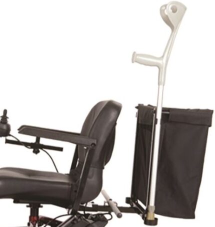 Borsa porta-oggetti con supporto per bastone e/o stampella, per scooter elettrico.