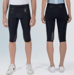 Pantalone posturale per la corretta postura del cingolo lombo-sacrale Combinazione di tessuto elastico di base in Sensitive® Fabric a fasce di spinta del cingolo sacrale rinforzate in materiale anelastico Chiusura a strappo a livello addominale I