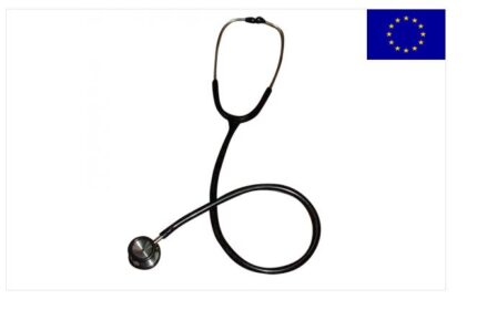 Stetofonendoscopio pediatrico a testina doppia di qualità, in acciaio inossidabile con anello antifreddo. Caratteristiche: archetto in acciaio inossidabile con molla interna alla forcella; olive morbide ad avvitamento; confezione in cartone plastifi