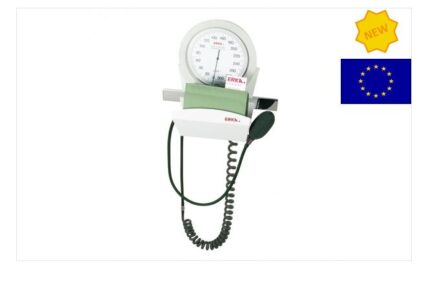 Sfigmomanometro ad aneroide ideale per uso ambulatoriale ed ospedaliero. Bracciale GreenCuff colore verde con chiusura a velcro e camera d’aria a 2 tubi LatexFree, adatto per circonferenze da 27 a 35 cm. Grande quadrante graduato 0 – 300 mmHg. Lente di