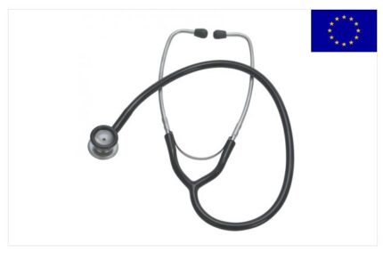 Stetofonendoscopio pediatrico a doppia testina, in acciaio inossidabile. Realizzato in materiali anallergici privi di lattice: olive auricolari piccole/rigide; archetto rinforzato per comfort e durata; anello della membrana e della campana in materi