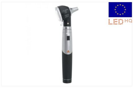Otoscopio HEINE mini 3000 a F.O. con illuminazione a LEDHQ, con manico a batterie mini 3000 (con 2 batterie alcaline AA incluse) e con 10 speculum monouso (Ø 2,5 e 4 mm). Finestrella di visione con ingrandimento 3x e superficie della struttura ottimizz