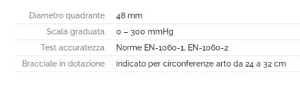 Modello di alta qualità di produzione Italiana, con manometro fisso sul bracciale. Chassis in durevole materiale ABS. Quadrante con lente di protezione in policarbonato, resistente all’alcool, provvisto di cifre nere su fondo bianco per agevolare la lett
