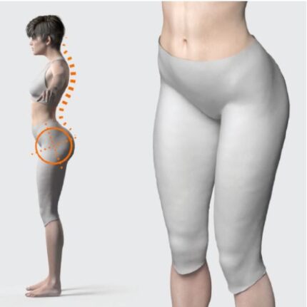 Pantalone posturale per la corretta postura del cingolo lombo-sacrale Combinazione di tessuto elastico di base in Sensitive® Fabric a fasce di spinta del cingolo sacrale rinforzate in materiale anelastico Chiusura a strappo a livello addominale I