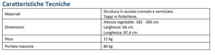 Alzamalati a piantana da terra poco ingombrante e completamente smontabile: struttura in acciaio verniciato e tubo ad innesto regolabile cromato; tre regolazioni in altezza; triangolo regolabile con cinghia.