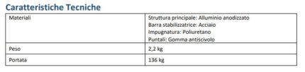 Deambulatore pieghevole con struttura in alluminio, regolabile in altezza, una barra stabilizzatrice orizzontale in acciaio e quattro punti di appoggio al terreno. L’apertura e la chiusura delle due sezioni laterali del telaio avvengono facilmente mediant