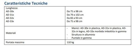 Bastone in alluminio, struttura pieghevole con impugnatura a T in legno. Facilmente regolabile, mediante spine di bloccaggio, su 5 differenti livelli di altezza da 83 ad un massimo di 96 cm. Con custodia in plastica. Puntale in gomma. Disponibile in du
