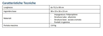 Quadripode con impugnatura ergonomica in polietilene: struttura in alluminio anodizzato con base in acciaio; puntali antiscivolo in gomma morbida; regolazione in altezza a 11 differenti livelli.