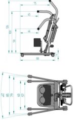 Sollevatore elettrico frontale che permette di raggiungere la posizione verticale o semi seduta, in modo sicuro e confortevole. La struttura in tubi di acciaio verniciato, unita alla possibilità di divaricamento delle gambe della base mediante pedale (a r
