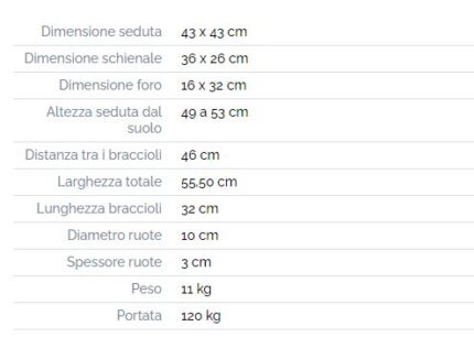 Sedia da doccia e da comodo con struttura pieghevole in alluminio. Braccioli ribaltabili, seduta e schienale imbottiti in poliuretano ideali per il comfort dell’utente, dotata in configurazione base: Quattro ruote piroettanti auto-lubrificate con freni