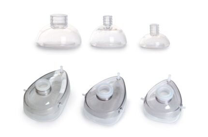 Maschere per palloni rianimatori – In silicone trasparente autoclavabili a 121° C Utilizzabili con tutti i tipi di palloni rianimatori e ventilatori polmonari manuali o automatici. Disponibili in 6 diverse misure: RA430 Neonatale – Misura O RA431 P
