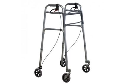 Deambulatore pieghevole in alluminio con freni-0