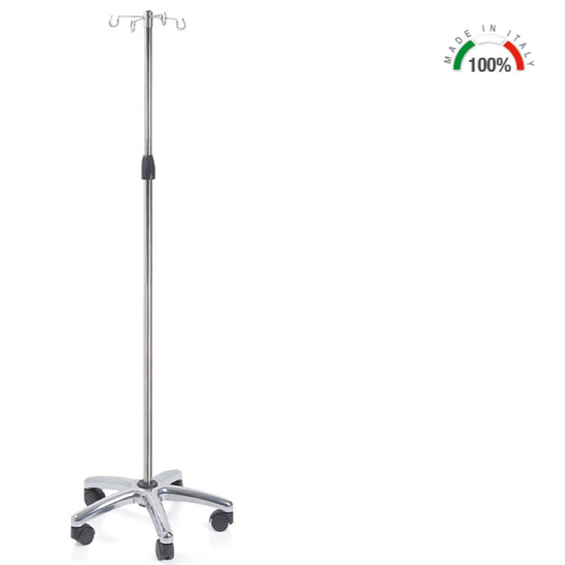 MI425 Asta flebo in acciaio inox - Base in metallo