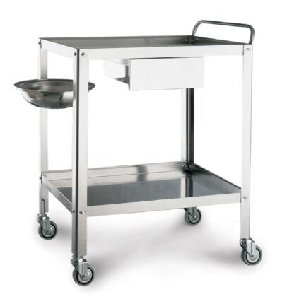 Carrello per Medicazione in Acciaio Inox con Ruote da 8cm e Cassetto